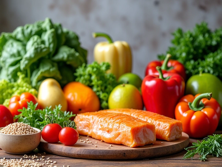 Cibi freschi e salutari su un tavolo da cucina