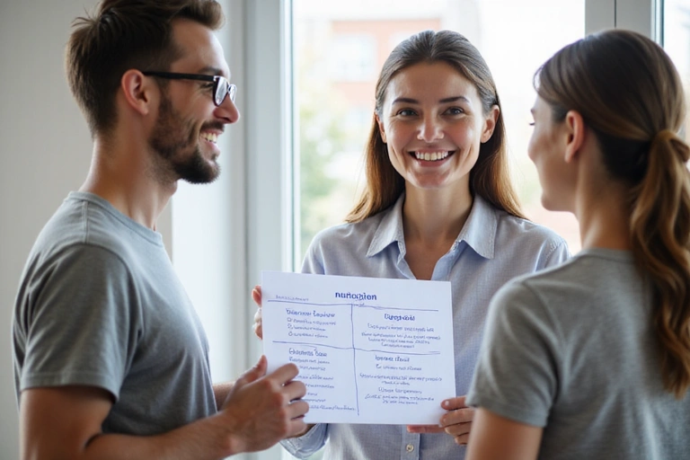 Nutrizionista che spiega la gestione del peso a un cliente